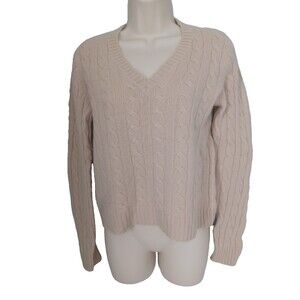 Cashmere Evelyn Grace Cable Knit Sweater V Neck Sz M